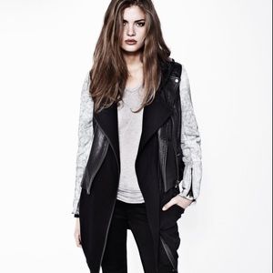 AllSaints Albany Biker Leather Jacket Womens 6 Black Grunge Moto Punk Rock